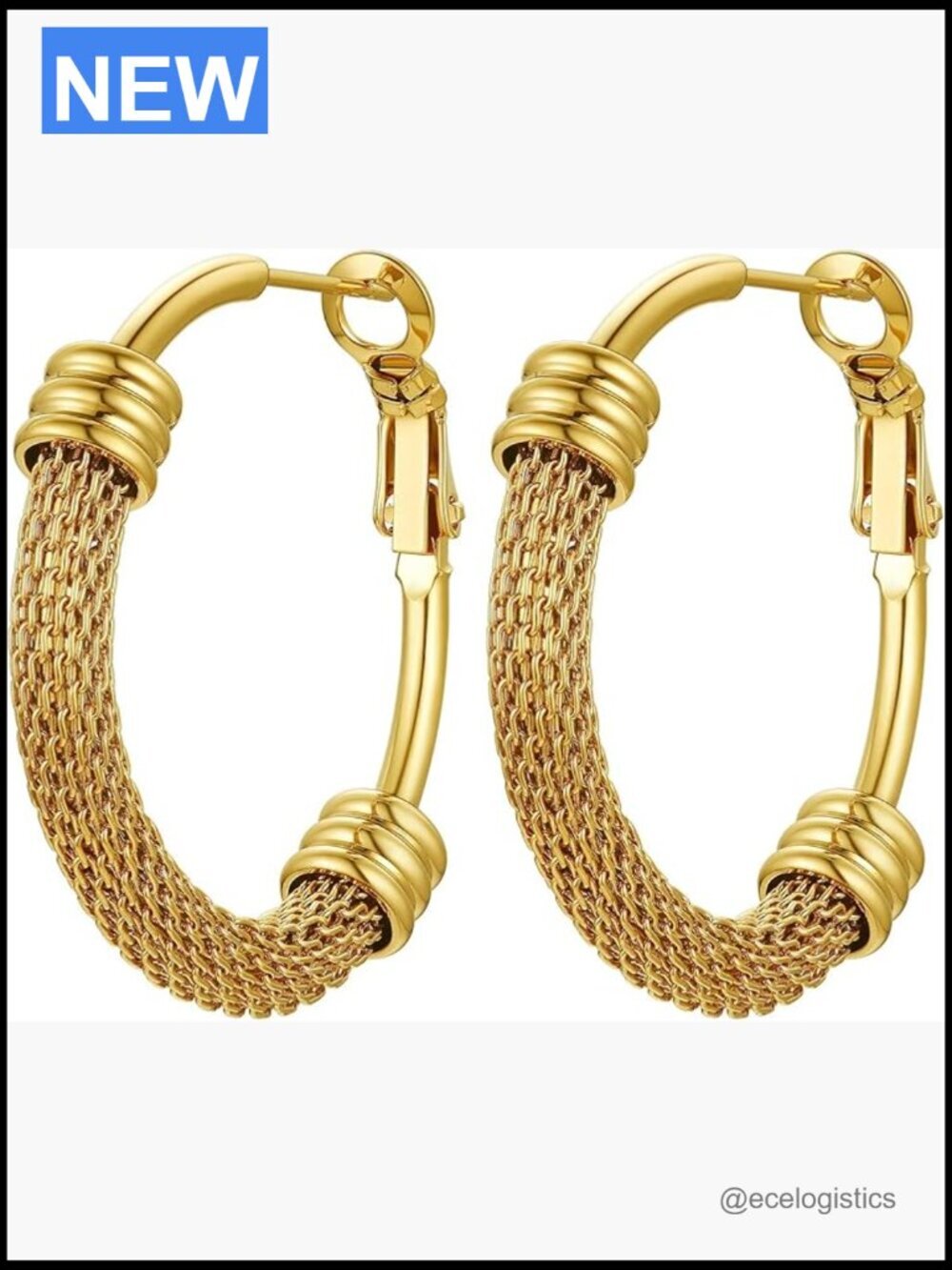 Chunky Hoop Earrings - Gold Plated Stainless Steel, Hypoallergenic, Lightweight
